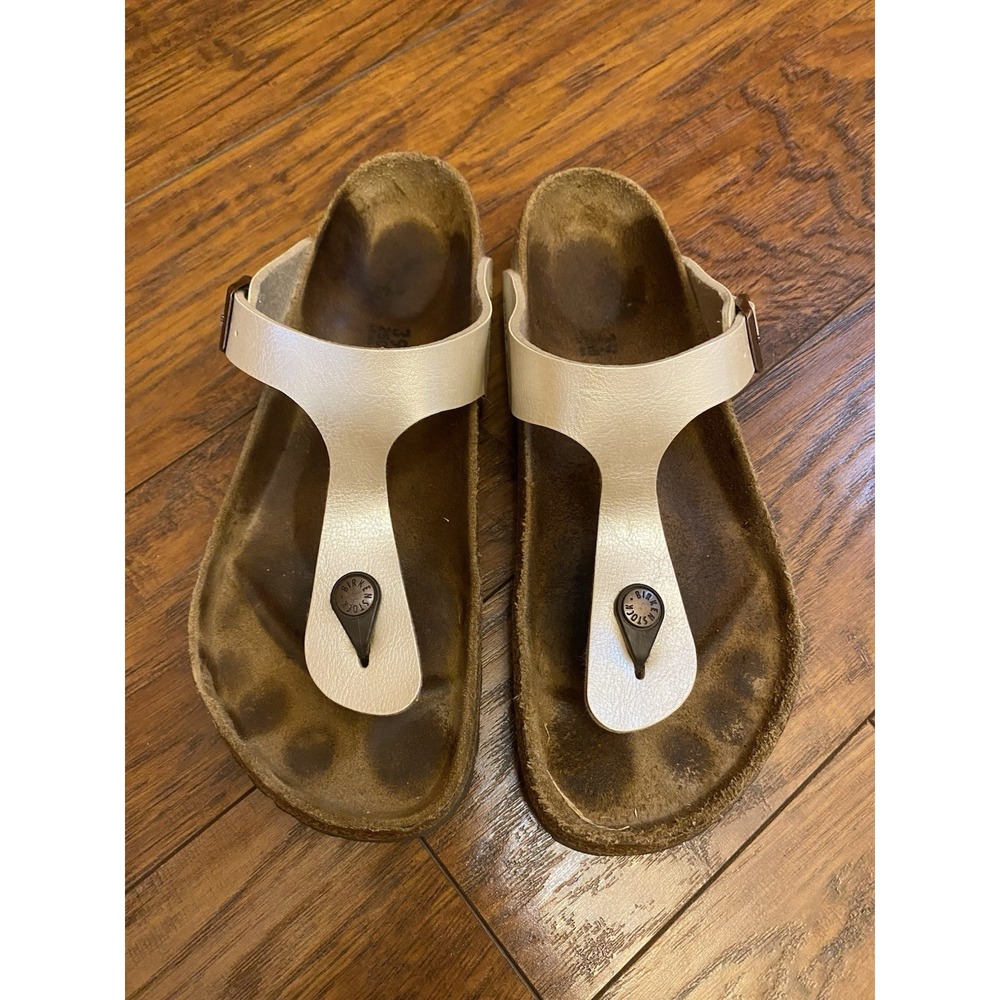 BIRKENSTOCK GIZEH Thong Sandal White Leather Sz 39 Women's 8 8.5 Germany